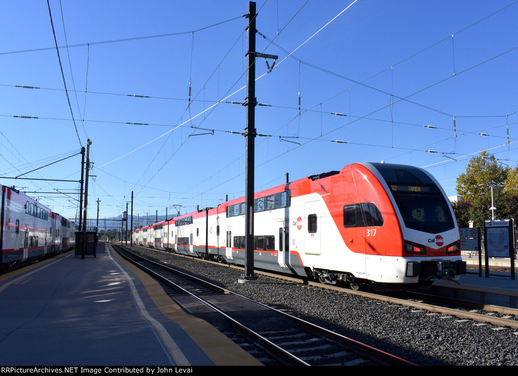 Caltrain Stadler Car # 317 on the north end of a consist 